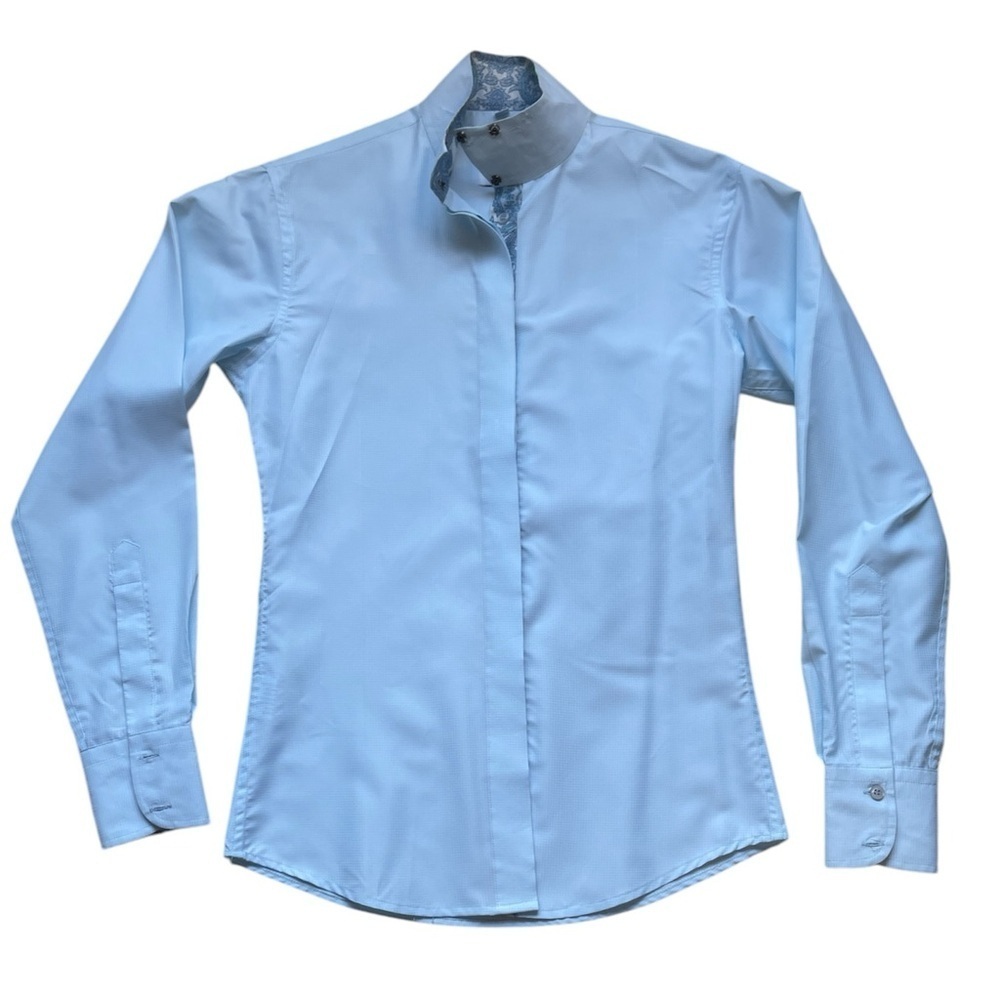 Royal Highness Equestrian Blue Horse Showing Button Up Shirt Size 30 XS